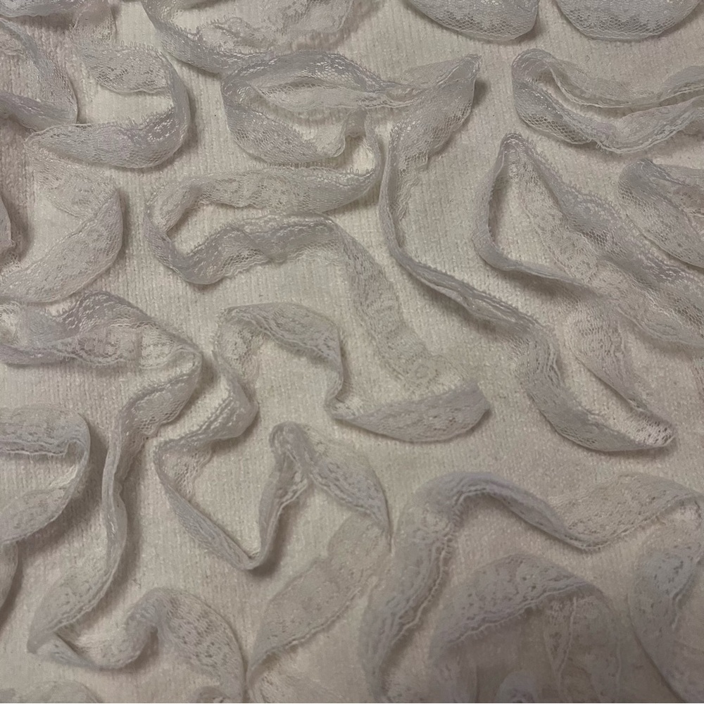 Zara Raised Effect Sweater with Ribbon Detail White Large Coquette Feminine - Picture 14 of 14